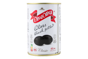 Оливки чорні без кісточок Classic Diva Oliva з/б 390г