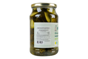 Огурцы маринованные кольцами консервированные стерилизованные органические Stodola с/б 900г