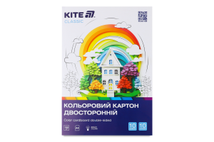 Картон кольоровий двосторонній 10 кольорів 10 аркушів А4 №K-255 Classic Kite 1шт