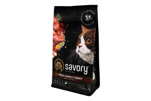 Корм сухой для взрослых котов Fresh Lamb&Turkey Savory м/у 400г