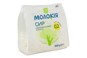 Сир кисломолочний 0.2% нежирний Молокія м/у 350г