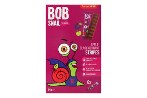 Конфеты фруктово-ягодные Яблочно-черносмородиновый страйп Bob Snail к/у 6х14г