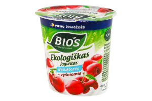 Йогурт 3.1% органічний безлактозний з вишнею Bios ст 125г