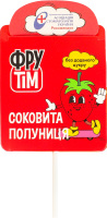 Леденец натуральный на палочке без добавленного сахара Сочная клубника ФруТім к/у 10г