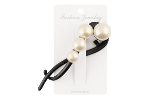 Заколка на застібці д/волосся з штучними перлами 10,5см