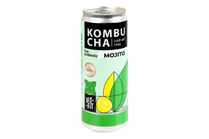 Напиток брожения фильтрованный непастеризованный с сахаром Mojito Kombucha Vit-Fit ж/б 0.33л