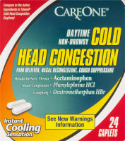 CareOne Daytime Non-Drowsy Cold Head Congestion Caplets - 24 CT