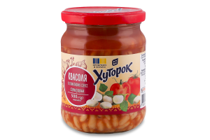 Квасоля в томатному соусі з цукром та підсолоджувачем стерилізована Хуторок с/б 500г