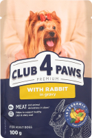 Корм д/дорослих собак Premium з кроликом в соусі 100г пауч Club 4 Paws