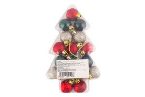 Набір куль Ялинка новорічна пластик 3см 17шт