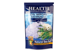 Сіль для ванн морська натуральна з ефірною олією евкаліпта Crystals Health 500г