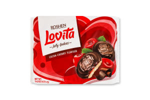 Печенье сдобное с какао и желейной начинкой со вкусом вишни Lovita Jelly Cookies Roshen м/у 420г