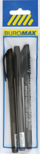 Ручка масляна Hypnos, чорна, 3 шт. Блістер, BUROMAX