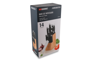 Набір ножів Gemini Gourmet нержавіюча сталь/пластик з каучуковим блоком 14предметів Ardesтo
