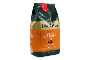 Кофе натуральный жареный в зернах Classico Cafe crema Jacobs м/у 1кг
