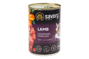 Корм консервований для стерилізованих котів Lamb Gourmand Savory з/б 400г
