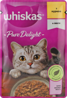 Корм консервований повнораціонний для дорослих котів з куркою в желе Справжня насолода Whiskas д/п 85г