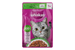 Корм консервований для дорослих котів повнораціонний З ягням в желе Whiskas д/п 85г