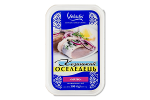 Оселедець філе-шматочки в олії Матьє Козацький Veladis б/ш п/у 300г