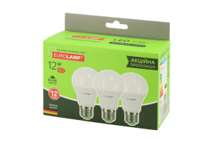 Лампа світлодіодна 12W E27 4000K Eurolamp 3шт