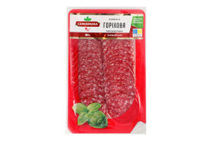 Ковбаса нарізка Горіхова Самобранка с/к 1с лоток 0.08кг