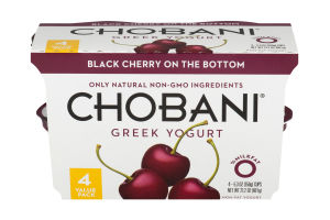Chobani Greek Non-Fat Yogurt Black Cherry on the Bottom - 4 PK