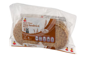Ahold Whole Wheat Thin Sandwich Rolls - 8 CT