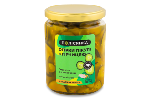 Огірки пікулі з гірчицею мариновані стерилізовані Полісянка с/б 540г
