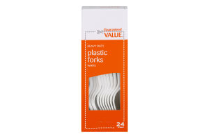 Guaranteed Value Heavy Duty Plastic Forks White - 24 CT