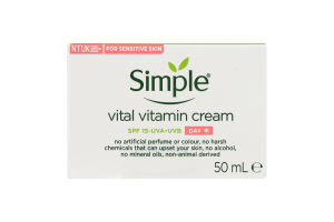 Крем для обличчя денний вітамінний SPF 15 Kind to skin Simple 50мл