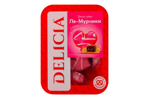 Пряники заварные с декором со вкусом клубники Ля-Мурчики Delicia лоток 0.3кг