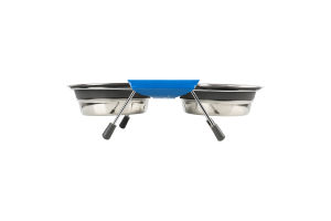 Миска д/собак 2*450мл метал подвійна з шумопоглинаючими кільцями на металевій підставці Тріксі