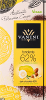 Шоколад 62% чорний з подрібненим мигдалем та олією цитрона Vanini к/у 100г