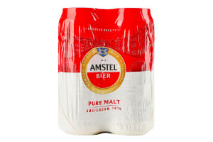 Пиво 4х500мл 5% світле фільтроване пастеризоване Amstel м/у