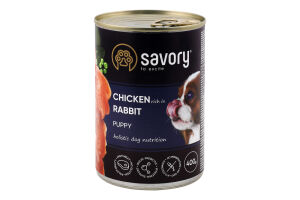 Корм д/цуценят з кроликом та куркою 400г ж/б Сейворі