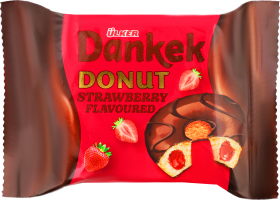 Тістечко Донат з полуничною начинкою у шоколадній глазурі 40г Ulker