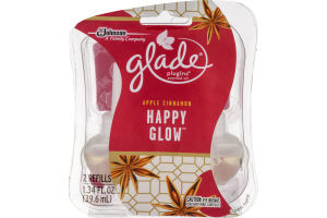 Glade Plugins Scented Oil Apple Cinnamon Happy Glow Refills - 2 CT