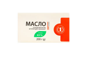 Масло 63% сладкосливочное бутербродное Домашнее ТМ "1" м/у 200г