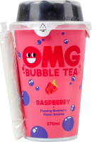 Напиток безалкогольный малиновый с шариками вкуса черники OMG Bubble tea ст 270мл