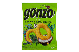 Кільця кукурудзяні зі смаком сметани і зелені Gonzo м/у 40г