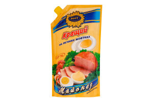 Майонез 67% на яєчних жовтках Кращий Бест д/п 385г