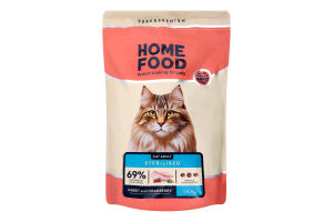 Корм сухой для стерилизованных кошек Кролик и клюква Home Food д/п 1.6кг