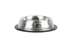 Миска для котів на гумовій основі металева з рибками 0.2л d15см №24870 Trixie 1шт