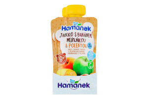Пюре для детей от 6мес гомогенизированное из яблок, бананов, абрикосов и полентой с витамином С Hamanek д/п 100г