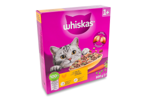Корм сухой полнорационный для взрослых котов с курицей Whiskas к/у 800г