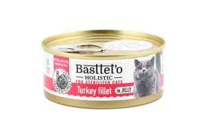 Корм д/стерилізованих котів шматочки філе індички в соусі 85г ж/б Basttet"o Holistic