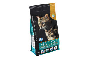Корм сухой полнорационный для взрослых котов Chicken&Turkey Matisse Farmina м/у 400г
