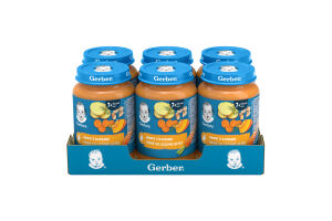 Пюре овоще-мясное для детей от 7мес с кусочками стерилизованное Овощи с курицей Gerber с/б 190г