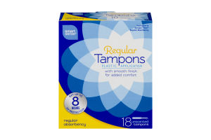 Smart Sense Regular Tampons Plastic Applicator Regular Absorbancy Unscented - 18 CT