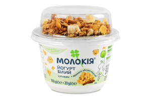 Йогурт 2.5% Белый 150г + гранола Яблоко-корица 20г Молокія ст 170г